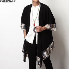 Load image into Gallery viewer, INCERUN Chinese Vintage Men's Cardigan Wide-Waisted Three Quarter Open Stitch Coat Jackets Plus Size S-5XL Tops Male Trench