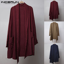 Load image into Gallery viewer, Hiphop Men's Trench Cardigan Long Sleeve Outwear Cardigan Cloak Irregular Hem Loose Pockets Hombre Coat Casual Jackets Masculino