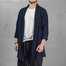 Load image into Gallery viewer, Hiphop Men's Trench Cardigan Long Sleeve Outwear Cardigan Cloak Irregular Hem Loose Pockets Hombre Coat Casual Jackets Masculino
